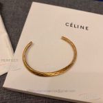 AAA Fake Celine Yellow Gold Engraved Open Bracelet